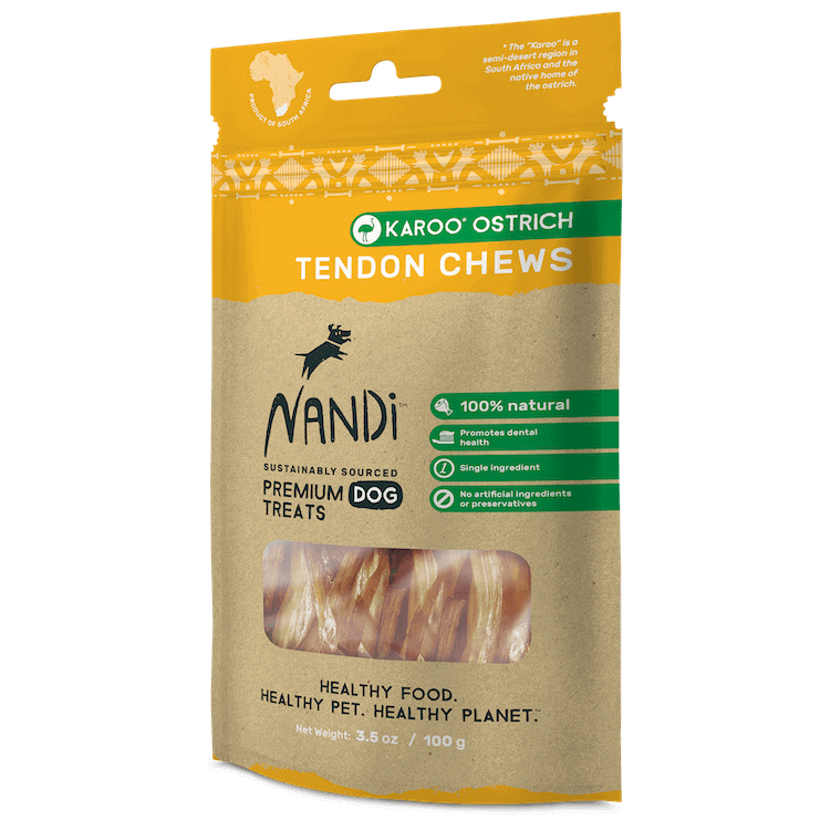 098010 3.5 Oz Karoo Ostrich Tendon Chew Dog Treats