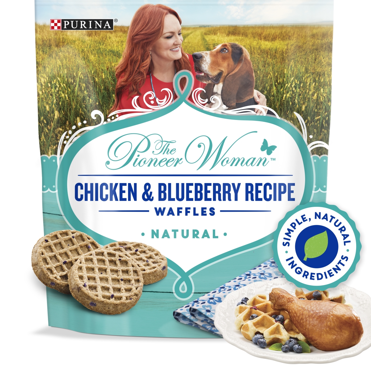 381753 9 Oz Pioneer Woman Natural Dog Treats, Chicken & Blueberry Recipe Waffles - Pack Of 5