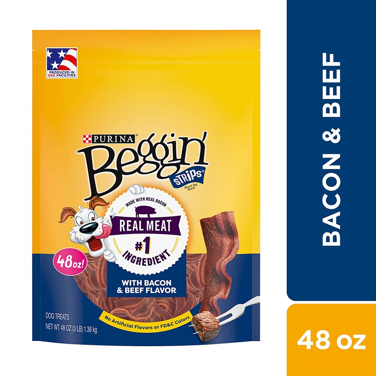 381674 48 Oz Beggin Strips Beef & Bacon - Pack Of 2