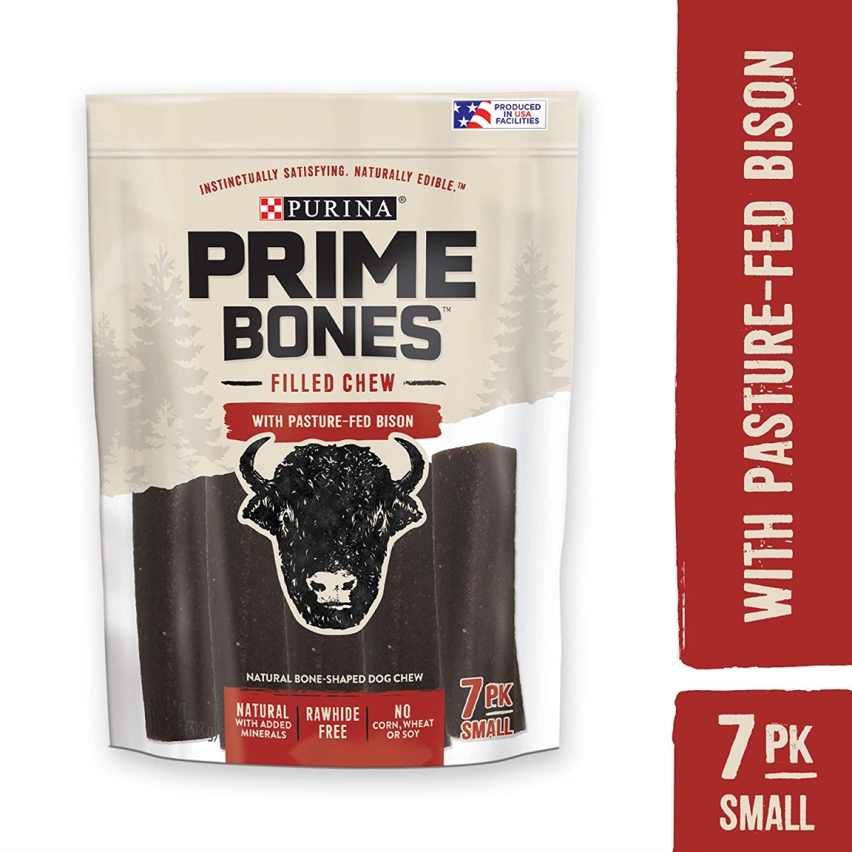381695 11.2 Oz Prime Bones Bison Filled Chew, Small - Pack Of 6