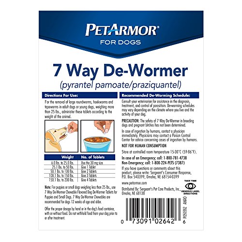183120 Petarmor 7 Way De-wormer Dog, Large - 2 Count
