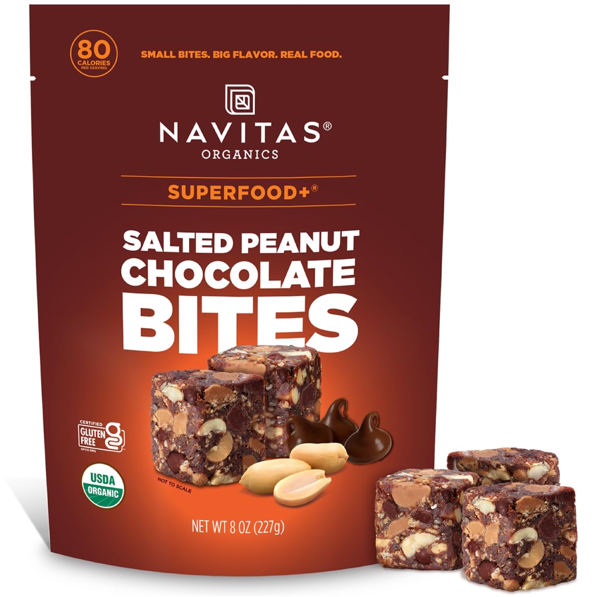 332350 8 oz Salted Peanut Chocolate Super Food & Organic Bites