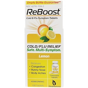 590252 Reboost Cold Flu Lemon Chewables Tablet - 100 Tablet, 12 Per Case