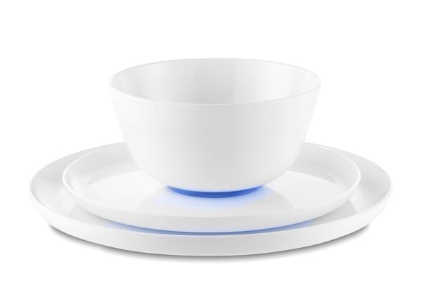 Pm932 White Large Plate - Klein Blue Nonslip Base - Pack Of 2