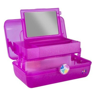 Cab56260f On The Go Girl Base Cosmetic Case, Hot Pink Sparkle Jelly
