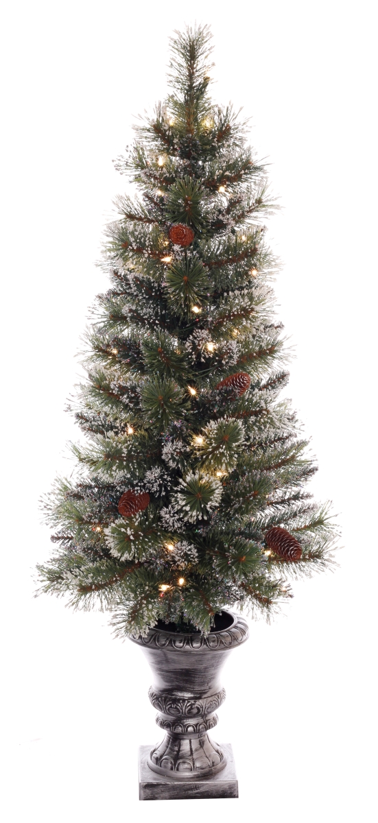 277-pt7102-40c05 4 Ft. Pre-lit Glitter Potted Artificial Christmas Tree With 500 Clear Lights