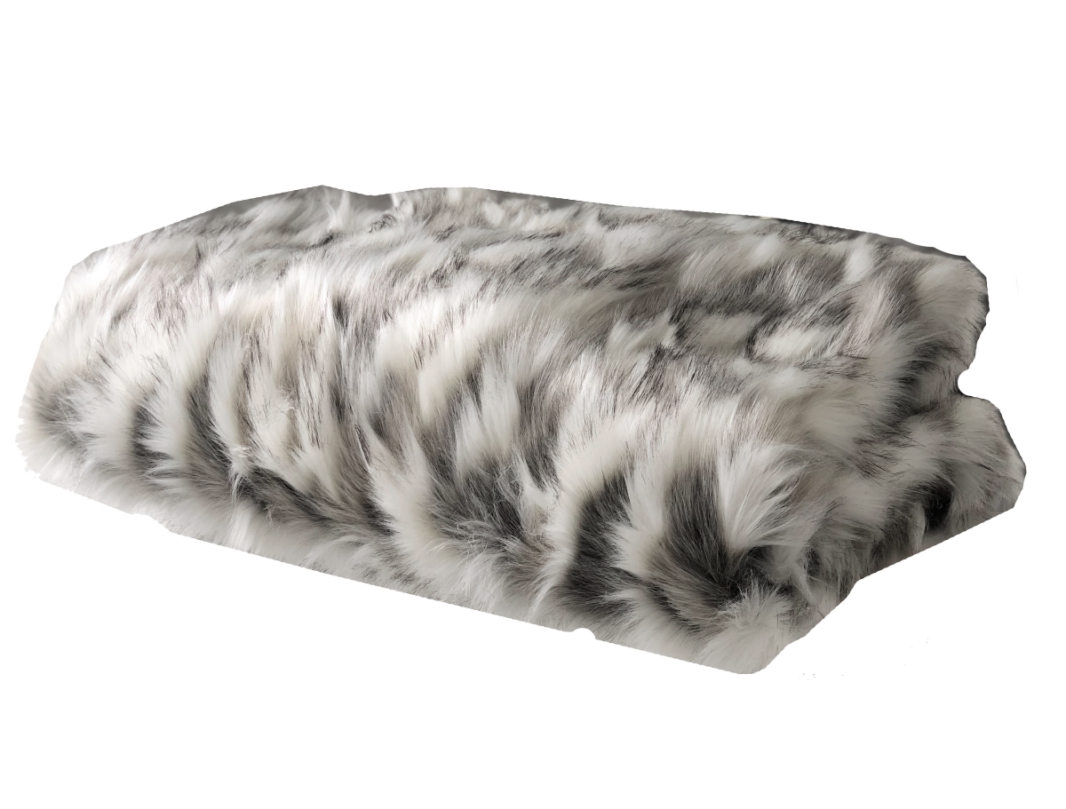 Tibet Faux Fox Handmade Luxury Throw Blanket, Ivory & Gray - Twin
