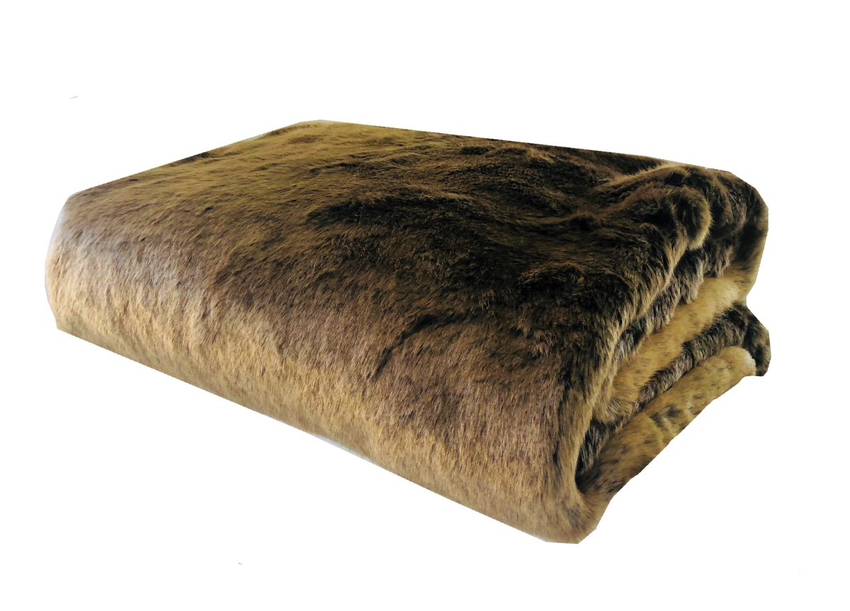 Tissavel Volga Rabbit Faux Fur Handmade Luxury Throw Blanket, Bronze Brown - King