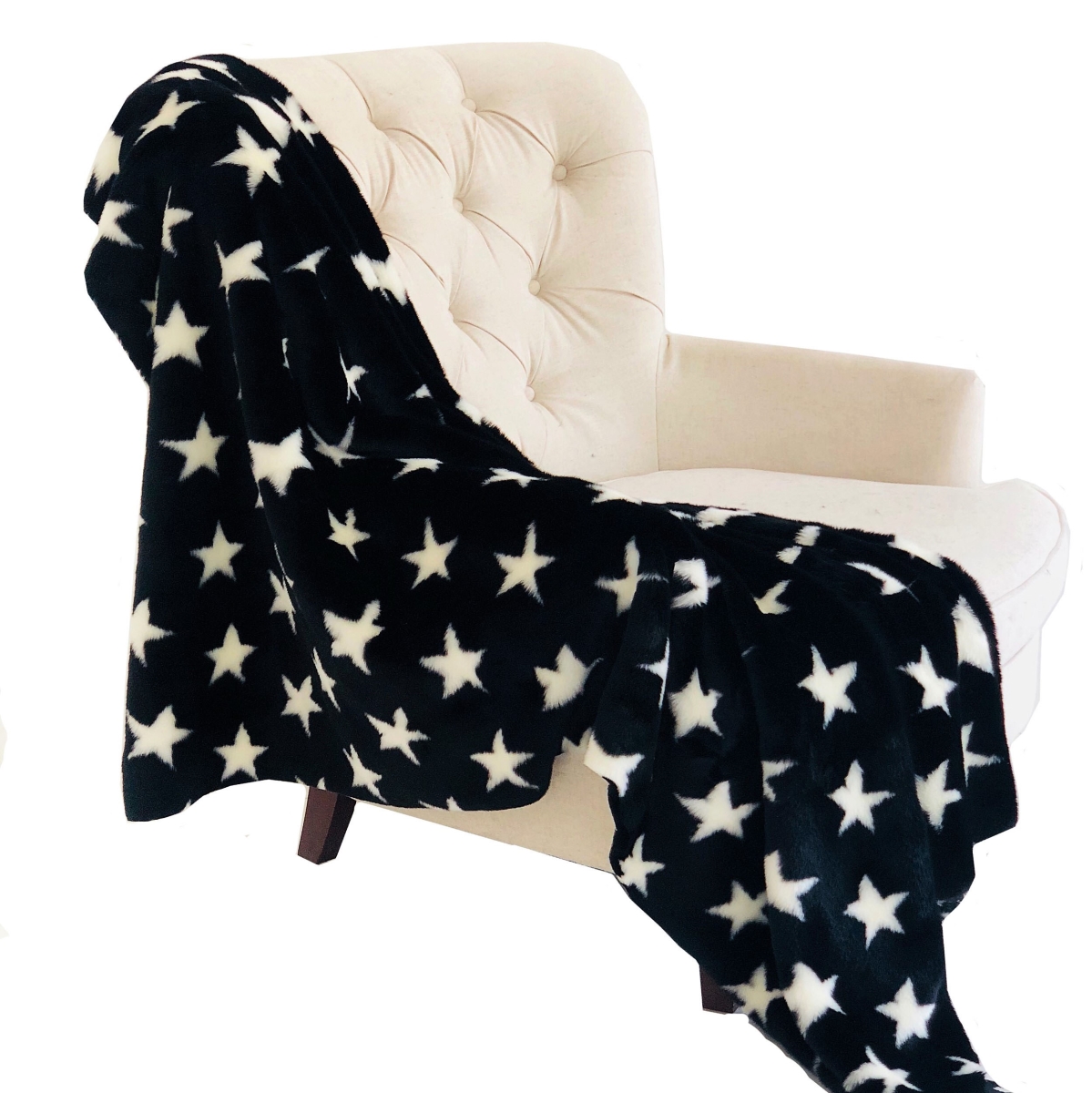 UPC 759332729676 product image for 80 x 90 in. Black & White Stars Soft Handmade Luxury Throw | upcitemdb.com