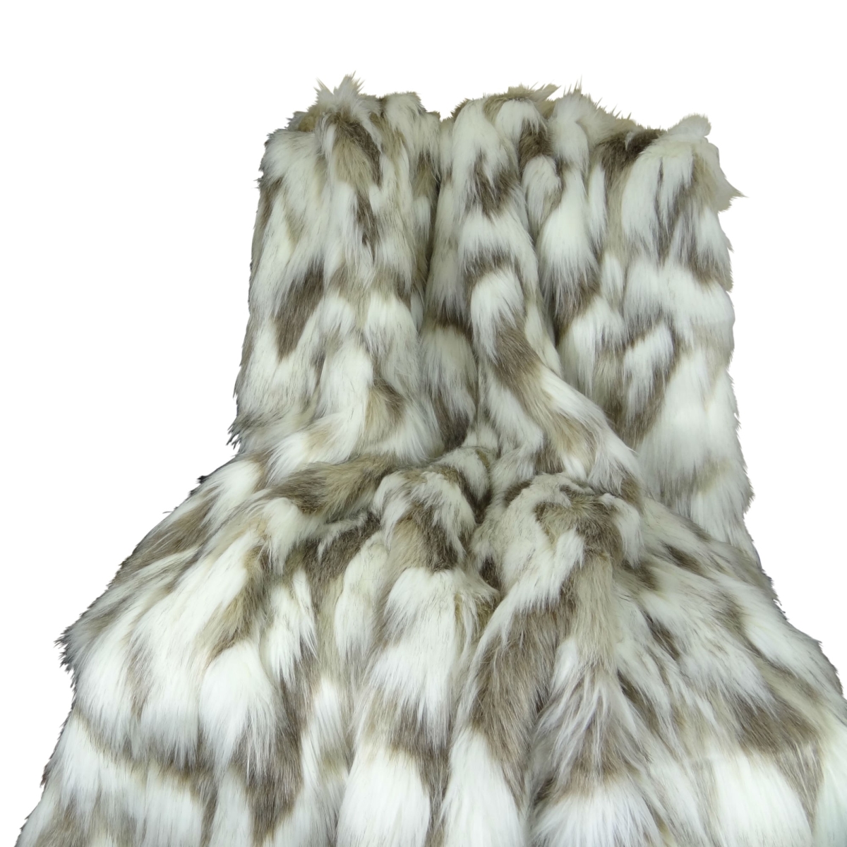 Pb16405-108x90t Tibet Faux Fur Blanket, Ivory & Gray - 108 X 90 In.