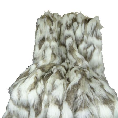 Pb16405-114x120 Tibet Faux Fur Blanket, Ivory & Gray - 114 X 120 In.