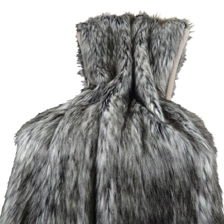 Pb16411-114x120 Luxury Faux Fur Siberian Husky Blanket, Gray, White & Black - 114 X 120 In.