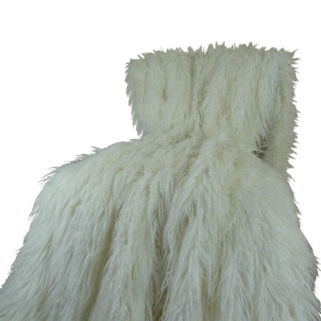 Pb16421-102x116 Luxury Mongolian Faux Fur Blanket, White - 102 X 116 In.