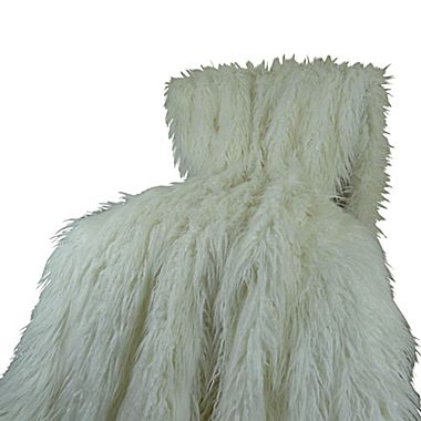 Luxury Mongolian Faux Fur Blanket, White - 114 X 120 In.