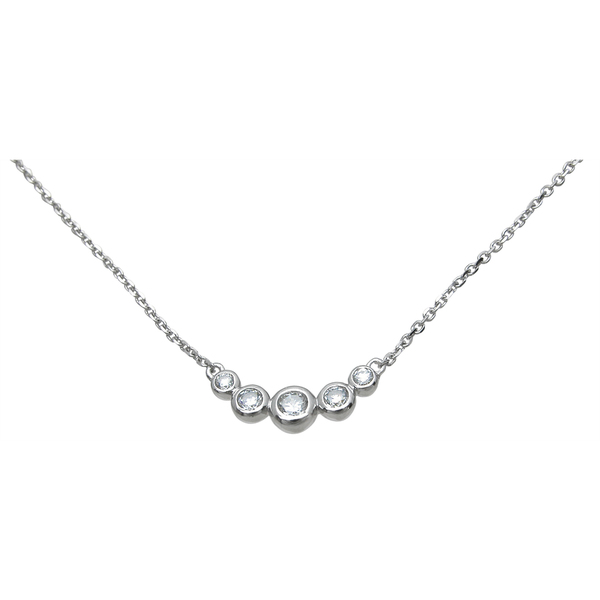Kkn6928 High Polish Sterling Silver Round Cut Cubic Zirconia Necklace