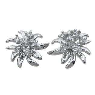 Kke6981 Sterling Silver Round Cut Cubic Zirconia Flower Earrings