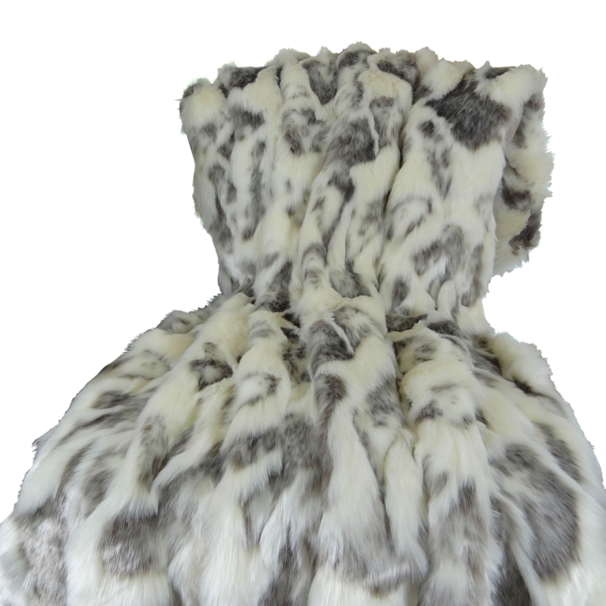 Ivory Rabbit Faux Fur Handmade Blanket, Ivory & Gray - 102 X 116 In.