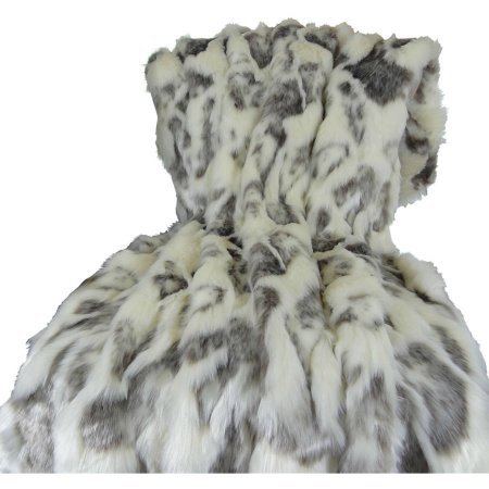 Ivory Rabbit Faux Fur Handmade Blanket, Ivory & Gray - 114 X 120 In.