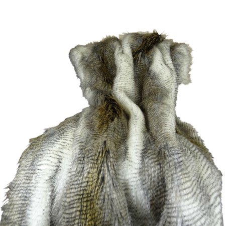 Pb16408-102x116 Faux Fur Alaskan Hawk Handmade Blanket, White & Gray Beige - 102 X 116 In.