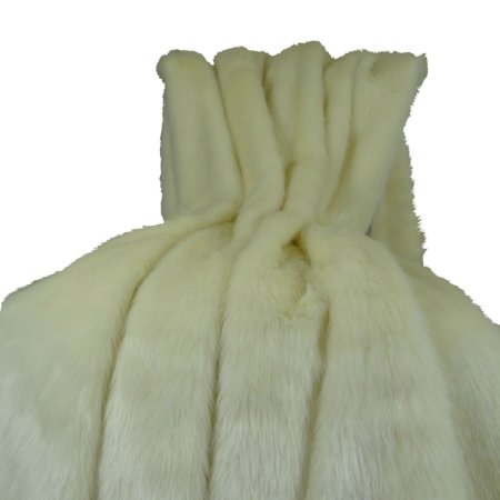 Faux Fur Arctic Fox Handmade Blanket, White & Ivory - 102 X 116 In.
