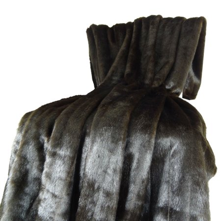 Pb16425-102x116 Tip Dyed Brown Faux Mink Fur Handmade Blanket, Dark & Brown - 102 X 116 In.