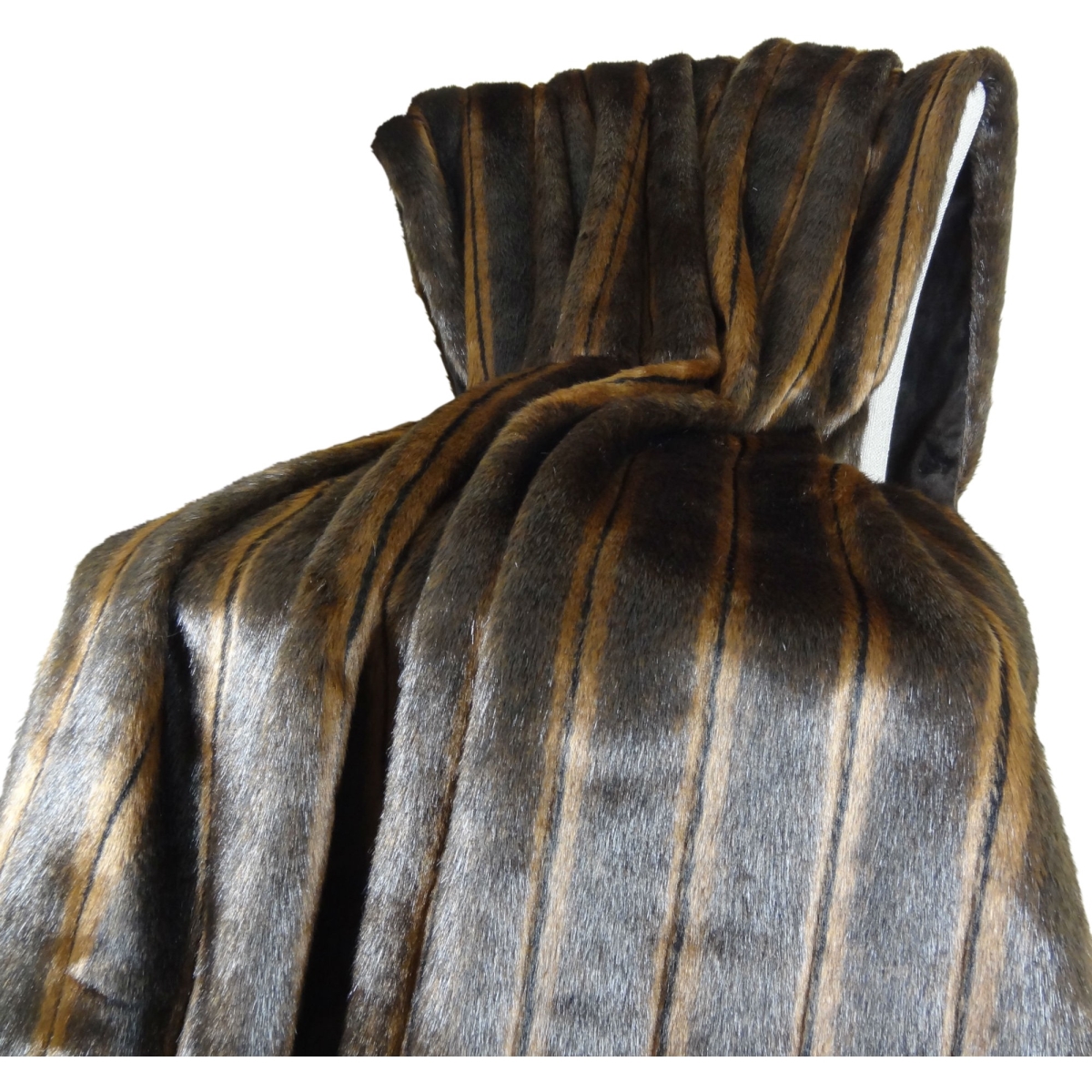 Pb16424-80x110t Fancy Brown Mink Fur Handmade Blanket, Light, Dark & Brown - 80 X 110 In.