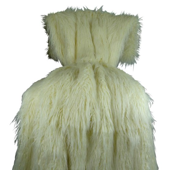 102 X 116 In. Mongolian Fur Handmade Throw Blanket - Ivory