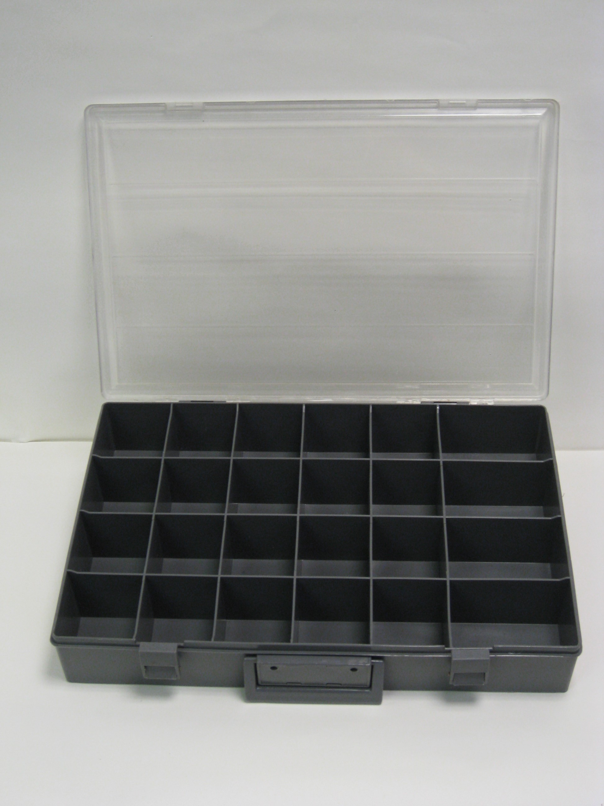 24 Bin Plastic Compartment Box Clear Cover