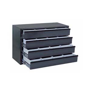 Modular Shallow 4 Drawer Rack Cabinet With Trays Black