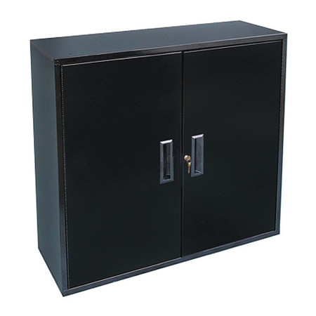 Two Door Metal Storage Utility Cabinet With Keyed Lock Black