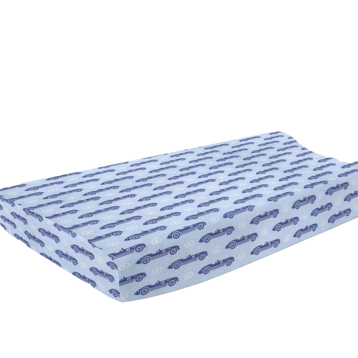 Cpc-cars 32 X 16 X 5 In. Classic Racecars Changing Pad Cover Navy Blue & Baby Blue