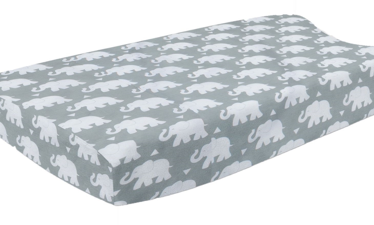 Cpc-elephant 32 X 16 X 5 In. Indie Elephant Changing Pad Cover Grey & White