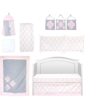 Bdnb-10-pkmedallion Pink Medallion Crib Bedding Set Pink & Grey - 10 Piece