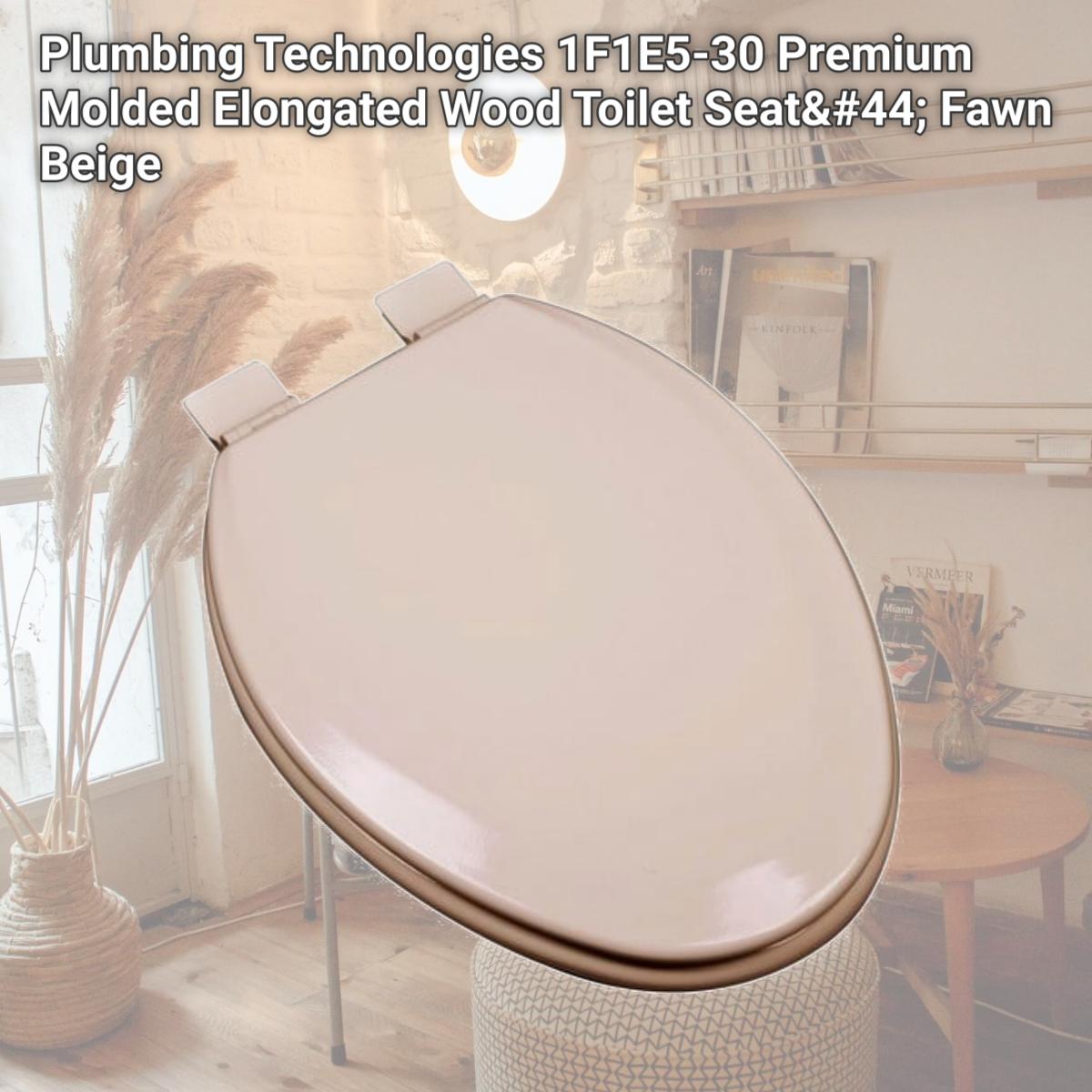 Picture of Plumbing Technologies 126-30 Premium Molded Elongated Wood Toilet Seat&#44; Fawn Beige
