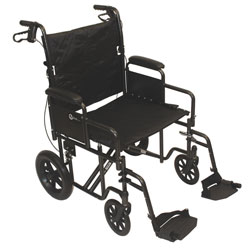 Tcs221612sv 22 & 12 In. Heavy Duty Steel Transport Chair & Rear Wheels, Silver Vein
