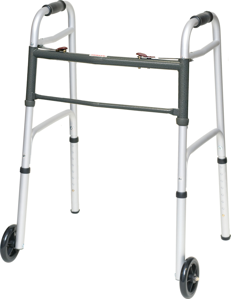 Wkaaw2b 300 Lb Two Button With Wheels Walker, Aluminum Adult - Case Of 4