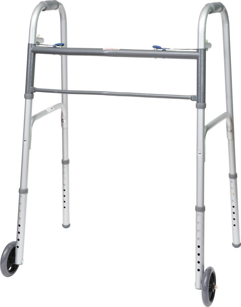 500 Lb Two Button With Wheels Bariatric Walker, Aluminum - Case Of 2