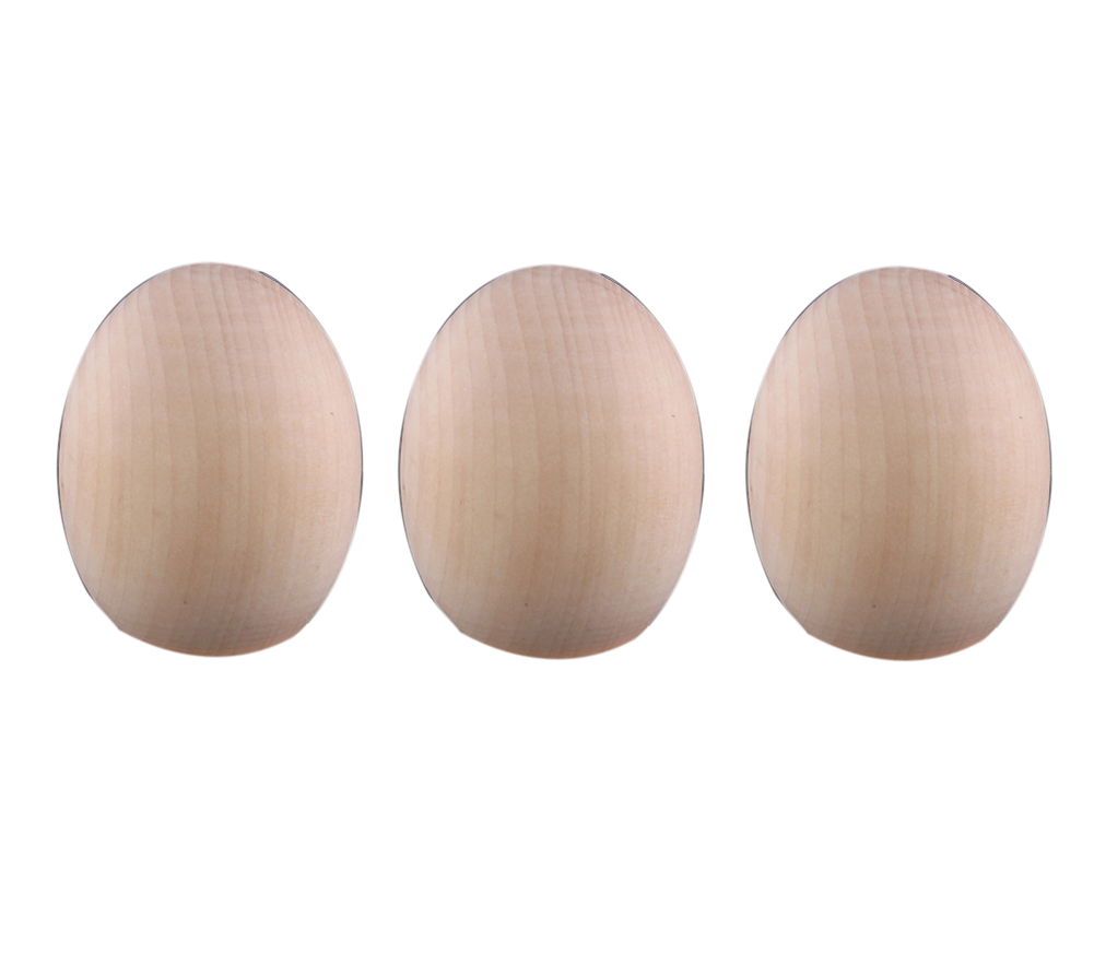 PS-TOY166084011-KELLY00676-RP Wooden Blank Easter Eggs Kids Children DIY Creative Paintable Decoration - Unpainted Eggs - 12 Piece