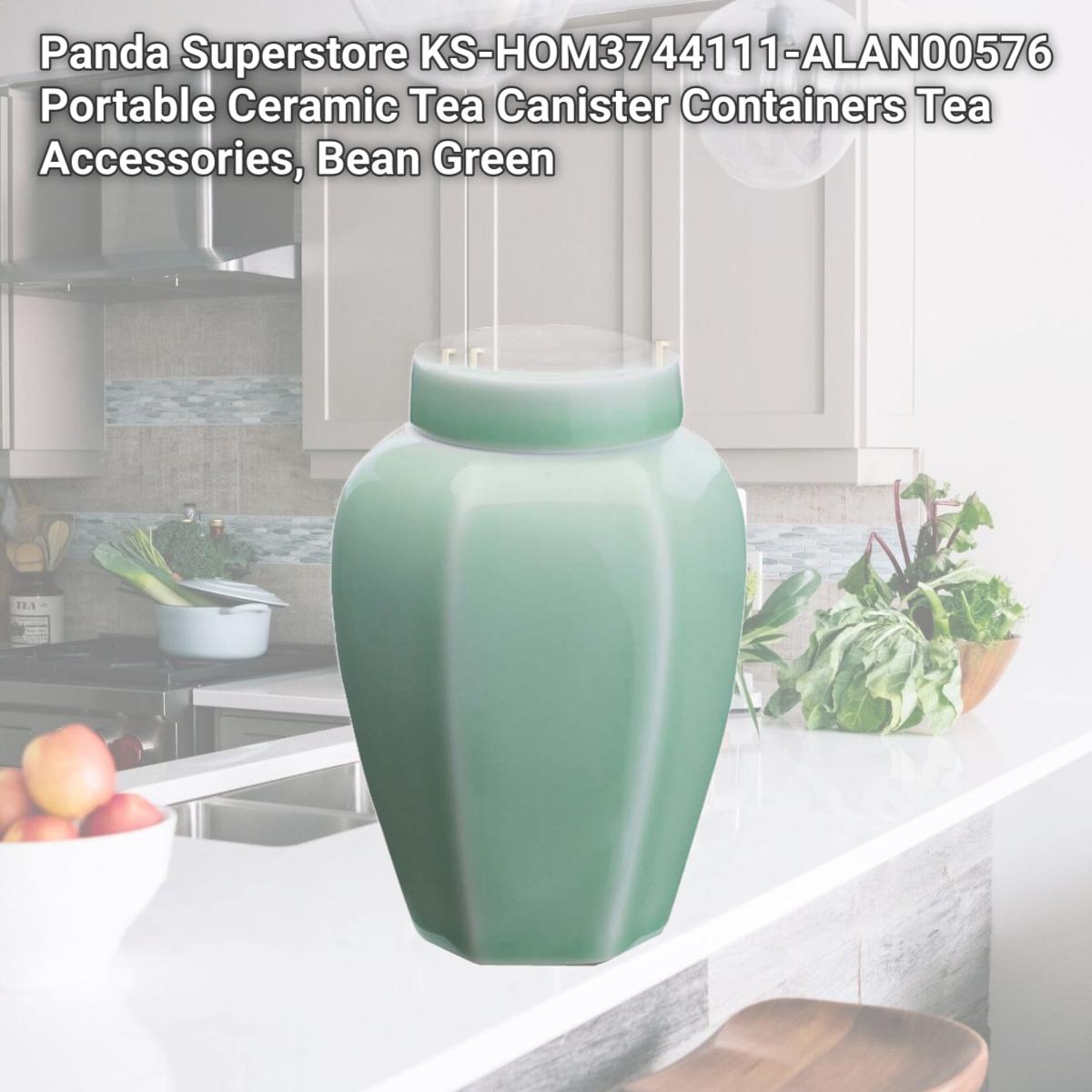 Picture of Panda Superstore KS-HOM3744111-ALAN00576 Portable Ceramic Tea Canister Containers Tea Accessories, Bean Green