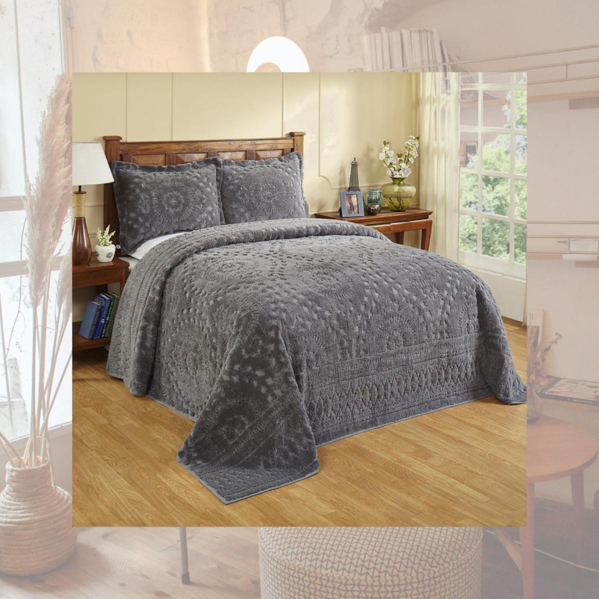 Picture of Better Trends BSRDOGRY 96 x 110 in. Rio Chenille Bedspread, Grey - Double