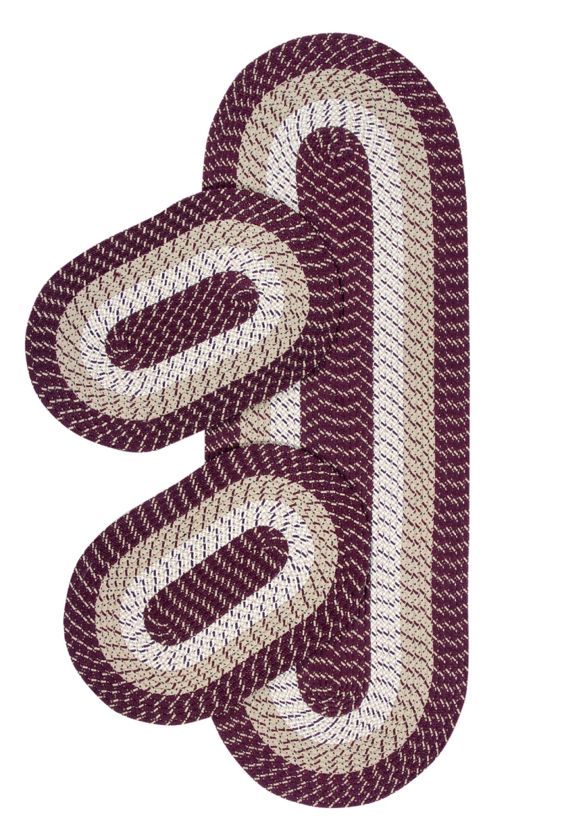 Ss-3pcb2472bus 24 X 72 In. Reversible Country Braid Rug Set - Burgundy Stripe - 3 Piece
