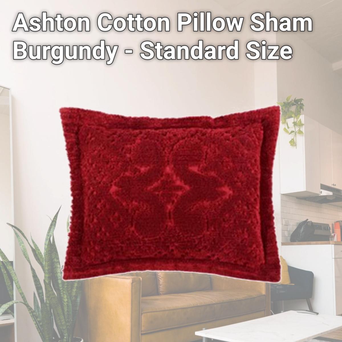 Picture of Better Trends SHAS2127BU Ashton Cotton Pillow Sham, Burgundy - Standard Size