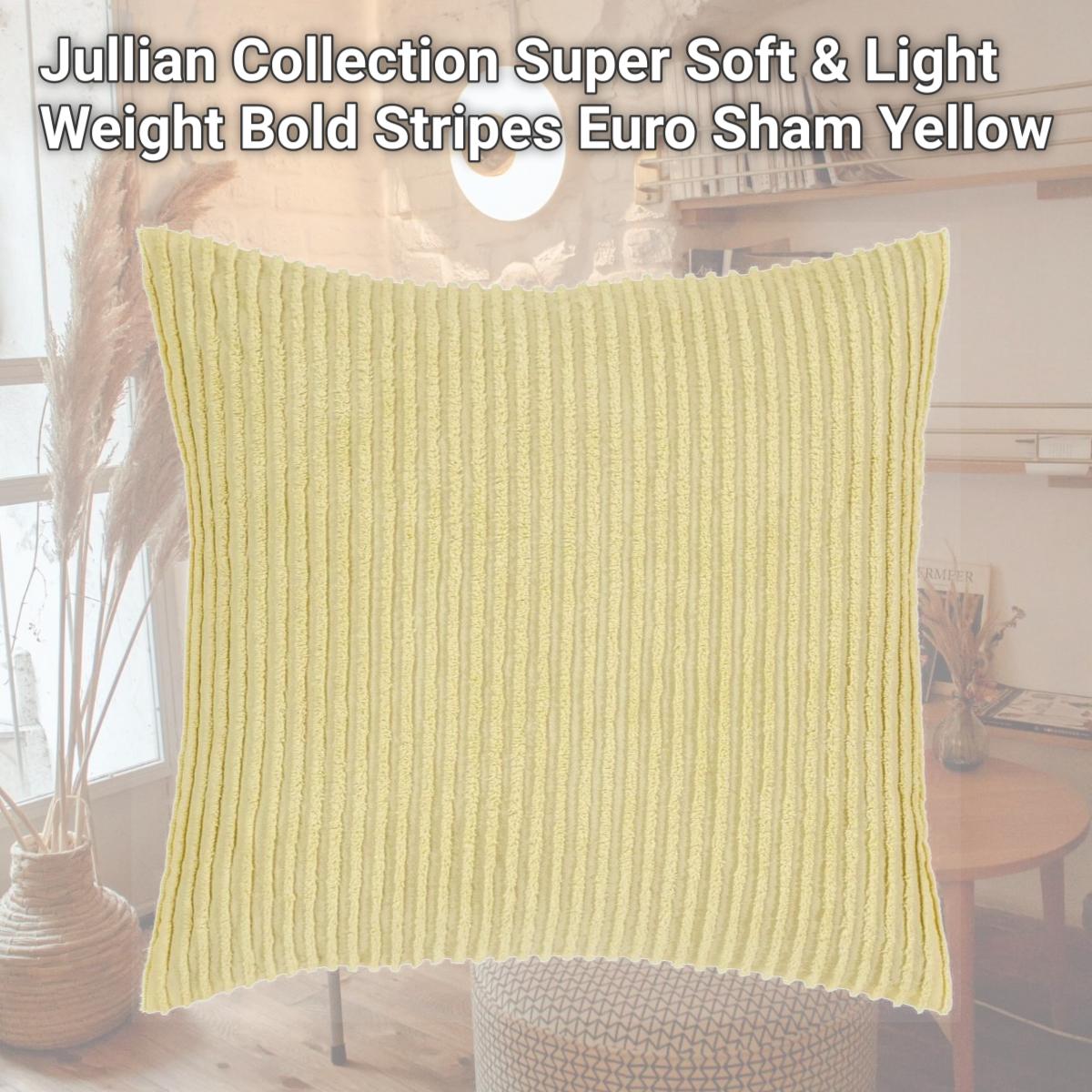 Picture of Better Trends SHASP2626YE Jullian Collection Super Soft & Light Weight Bold Stripes Euro Sham&#44; Yellow