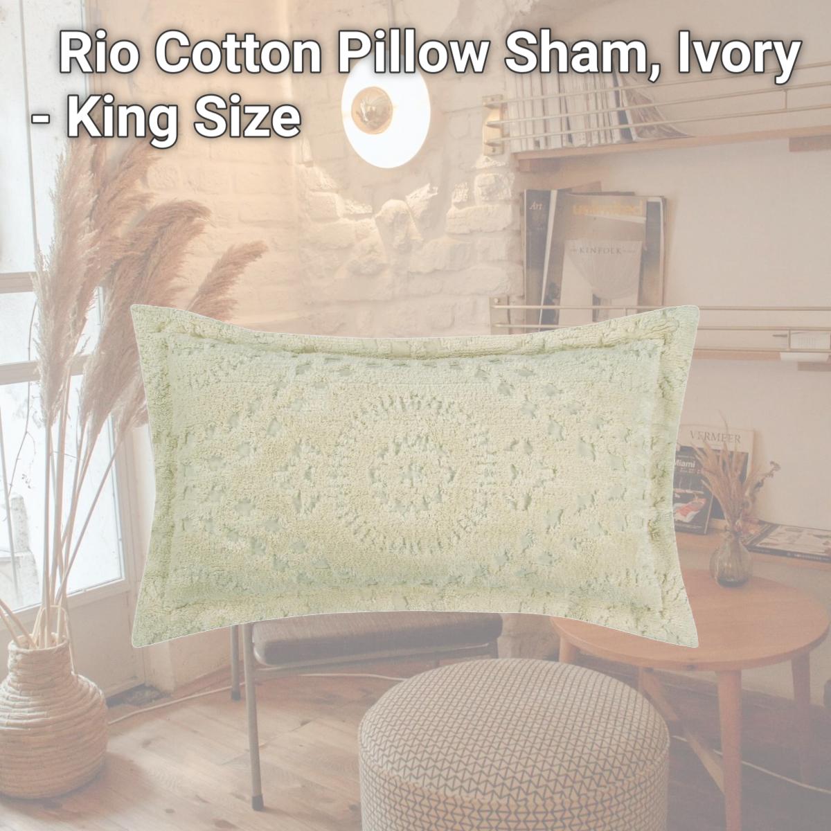 Picture of Better Trends SHR2036NA Rio Cotton Pillow Sham, Ivory - King Size