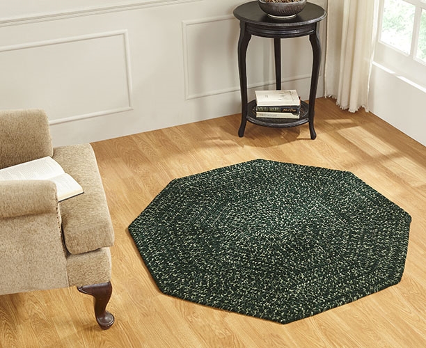 Picture of Better Trends BRCR4OCEMDL Better Trends Chenille Tweed Collection 100% Polyester 48&apos; Octagonal Braided Rug in Diluth & Emerald