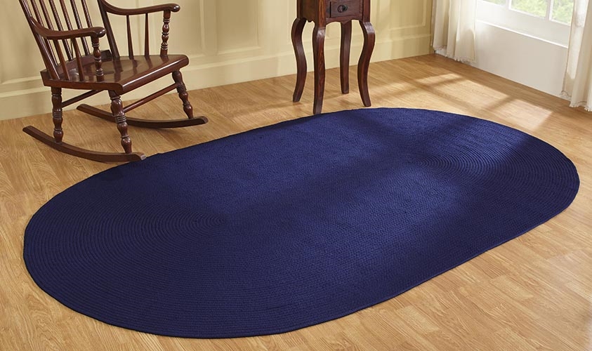 Picture of Better Trends BRAL58NAS Better Trends Alpine Collection 100% Polypropylene 60&apos; x 96&apos; Oval Braided Rug in Navy