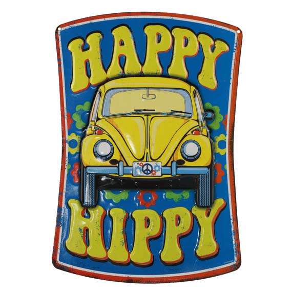90145472-s Happy Hippy Embossed Tin Sign