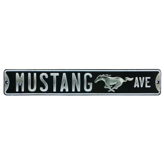 90146342-s Mustang Avenue Embossed Tin Street Sign