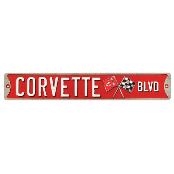 90146445-s Corvette Boulevard Embossed Tin Street Sign