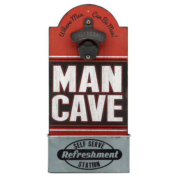 90154615-s Metal & Mdf Bottle Opener - Man Cave